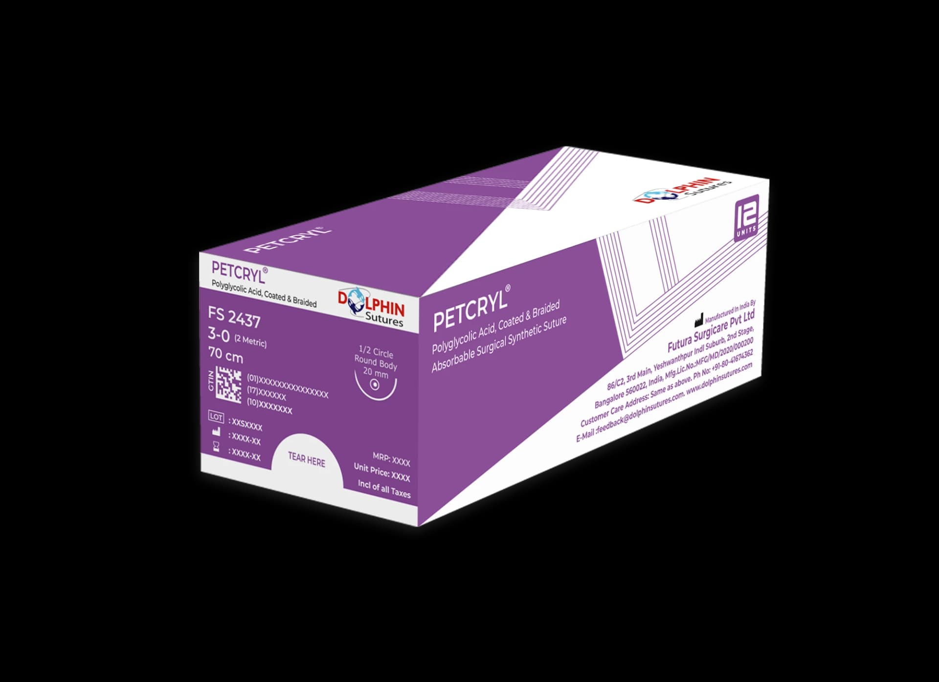 Dolphin Cərrahi sap Petcryl Sap 910 4/0 Kəsici